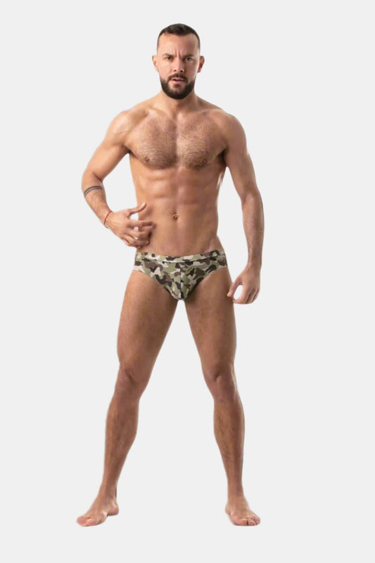Leader Camo Print Bikini Swim Briefs